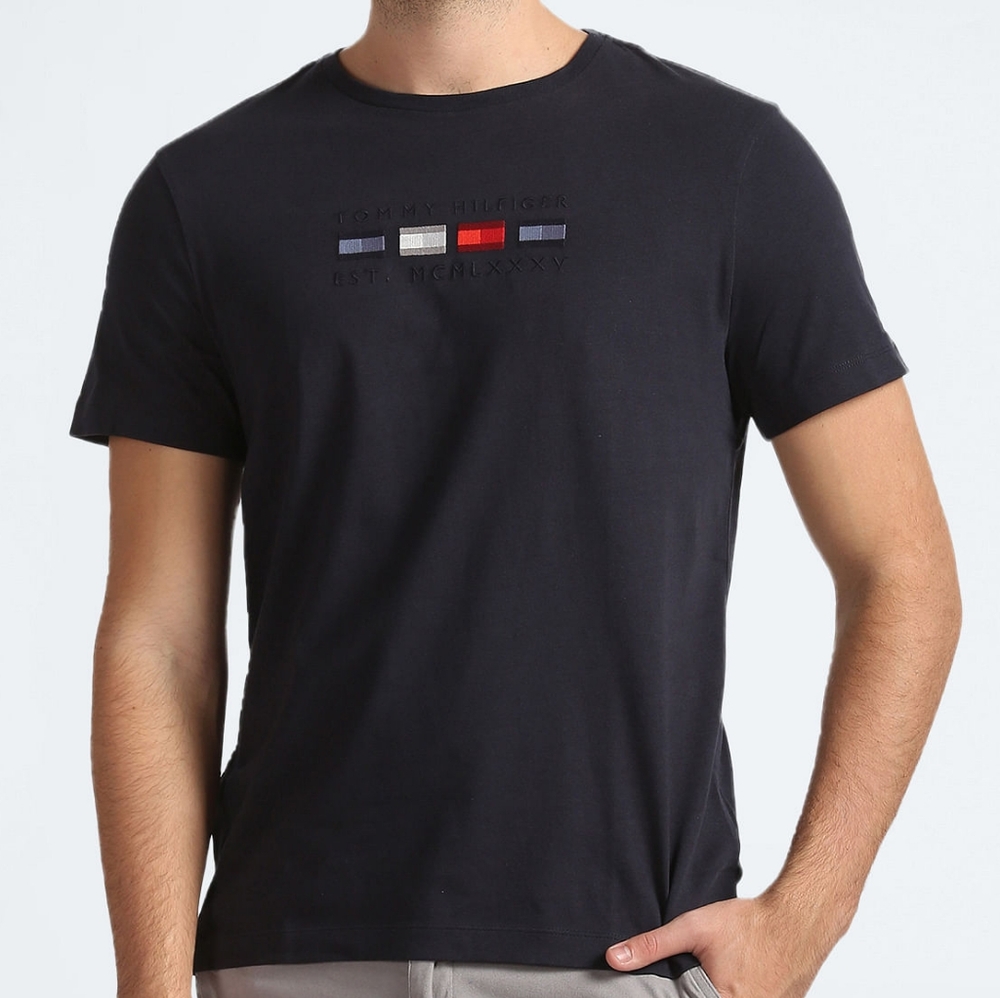 Tommy Hilfiger Crew Neck Four Flagged Cotton T-Shirt